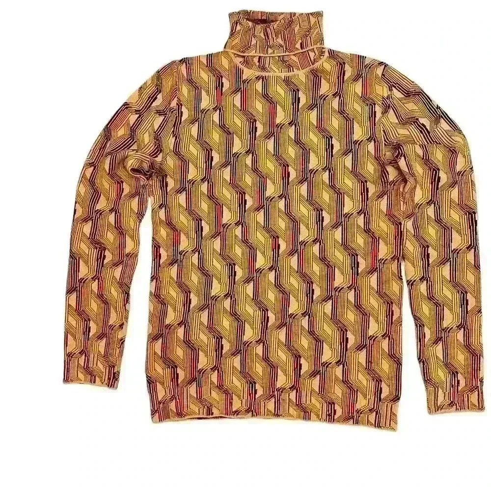 Prada Turtleneck  and Matching Leggings In Patterned Jaquard 100% Virgin Wool